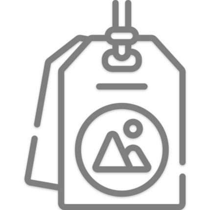 Icon eines Etiketts, das Branding und Markenaufbau darstellt.