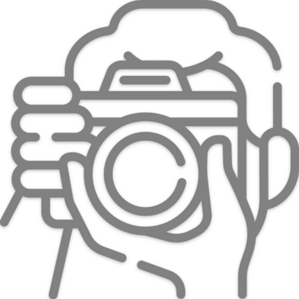 Icon einer Kamera, das Fotografie und visuelle Produktion darstellt.